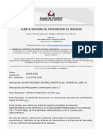 Alerta Sistema de Prevención de Fraudes