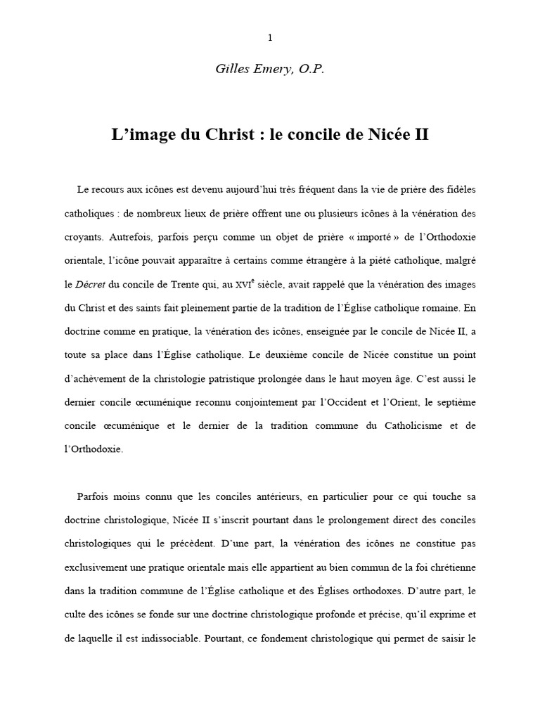 Vénération des icônes au concile de Nicée II | PDF | Jésus | Icône ...