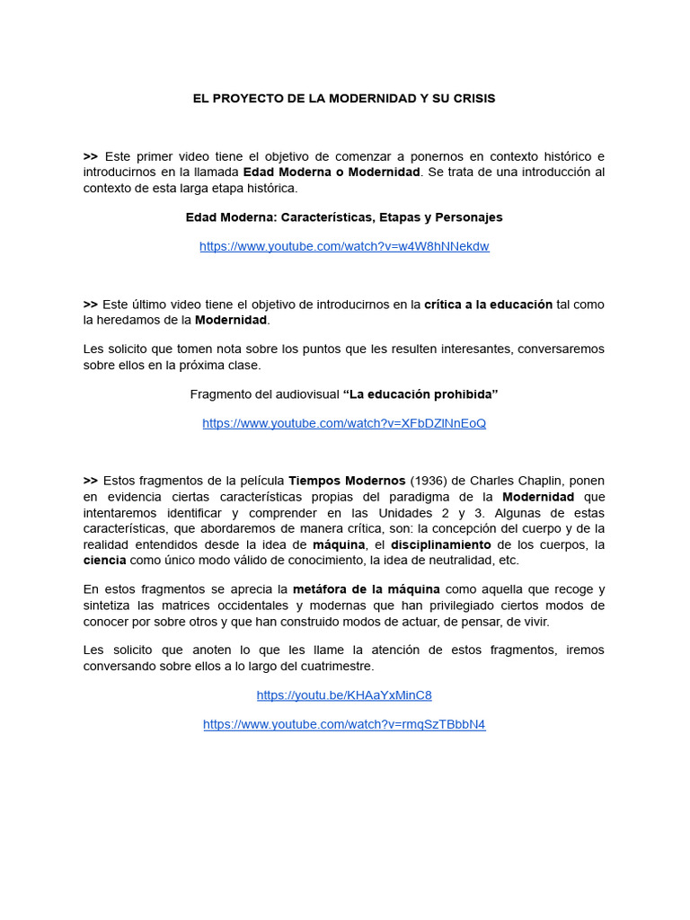 03 El Proyecto de La Modernidad y Su Crisis | PDF | Filosofía | Historia