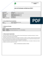 Comprovante de Solicitação de Matrícula 2024/1