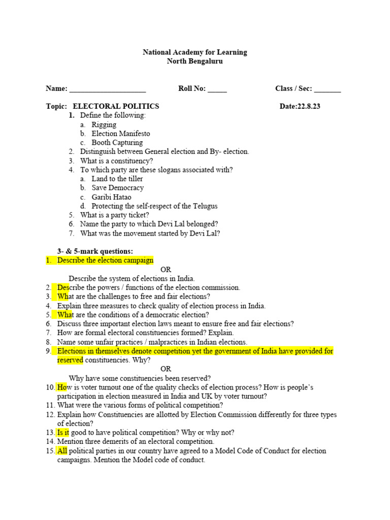 Understanding Electoral Politics in India | PDF | Elections | Government