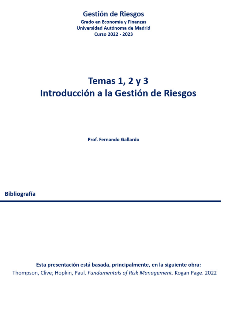 Introducción a la Gestión de Riesgos | PDF | Riesgo | Gestión de riesgos