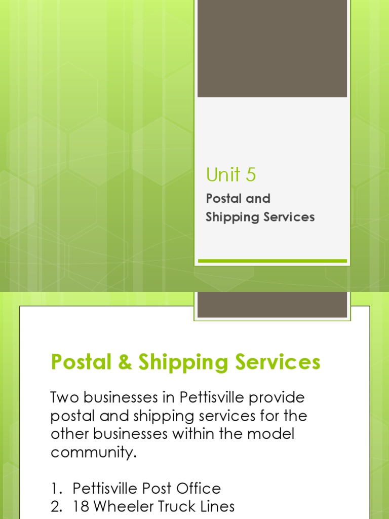 Unit 5 Postal and Shipping Services Presentation PDF Mail United