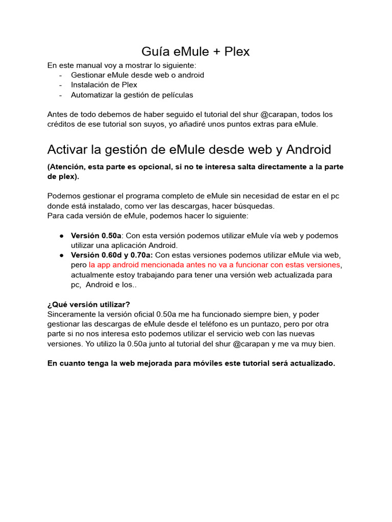 Configuración de eMule y Plex en Android | PDF | Aplicación movil ...