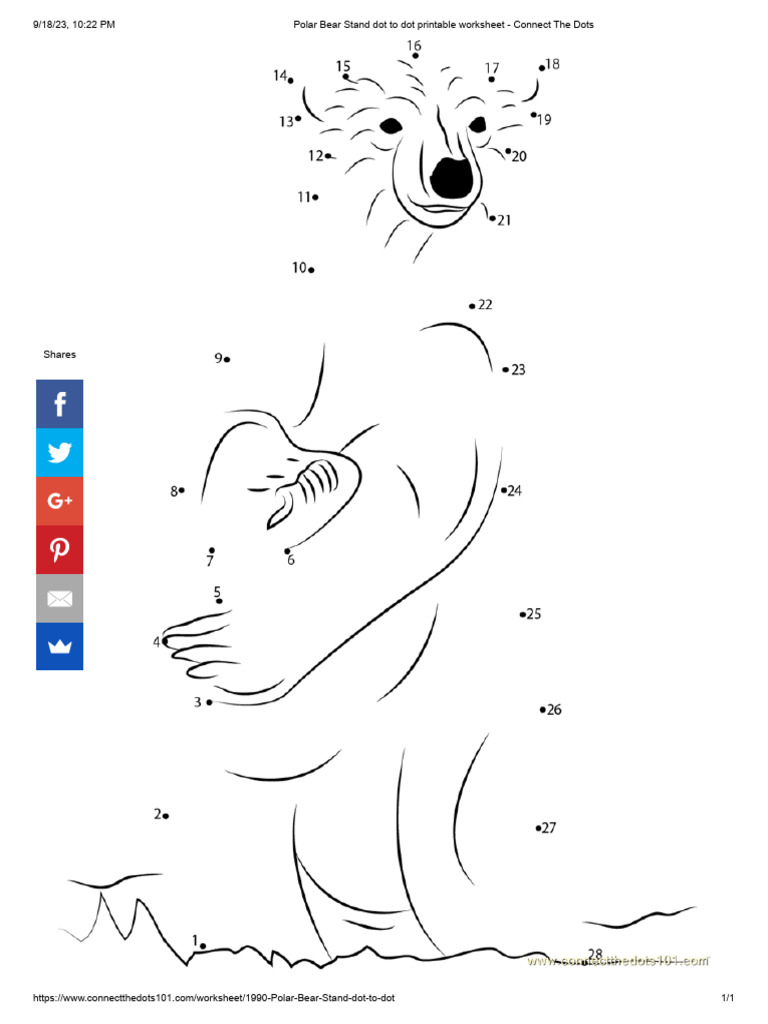 Polar Bear Stand Dot to Dot Printable Worksheet Connect the Dots PDF