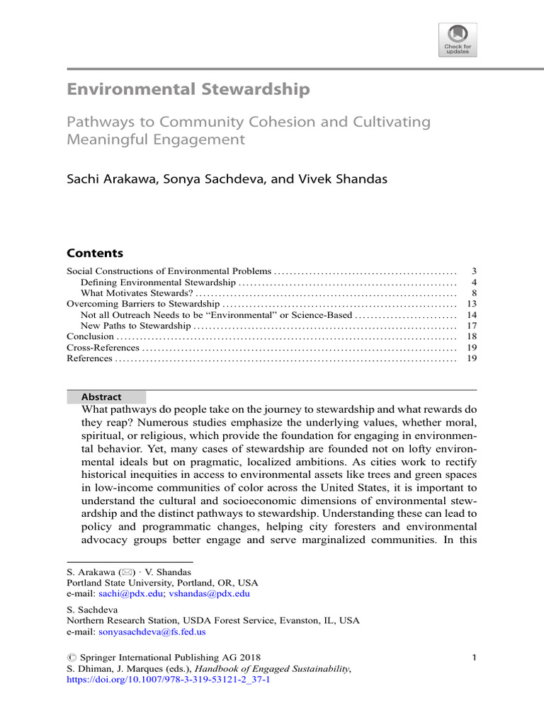 Community Engagement in Environmental Stewardship | PDF | Motivation ...