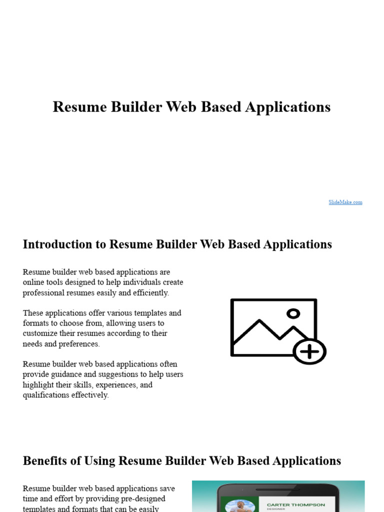 Resume Builder Web Based Applications | PDF | Résumé | Application Software