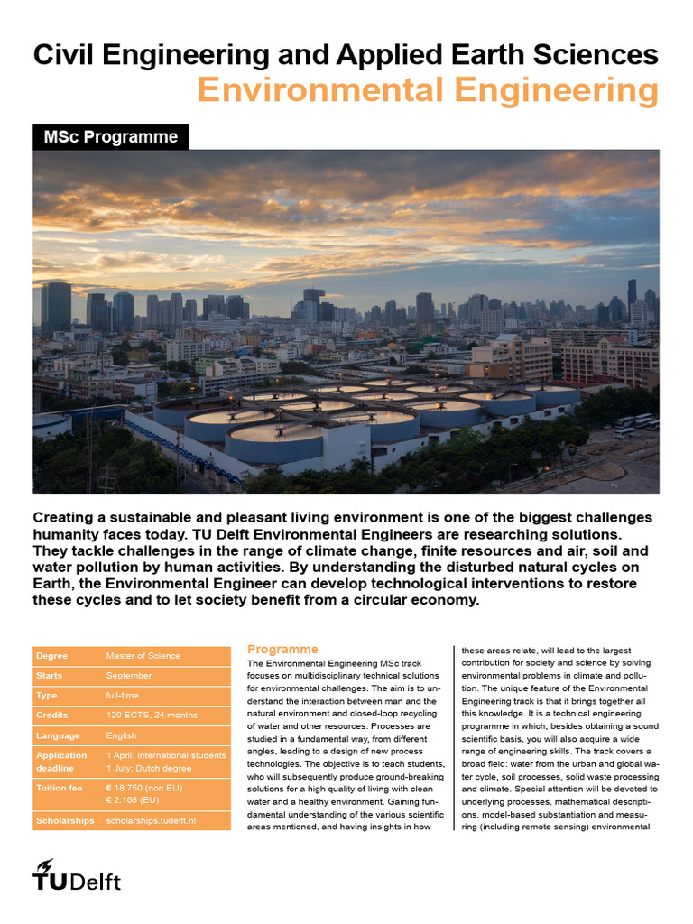 TU Delft Environmental Engineering MSc | PDF | Engineering | Natural ...