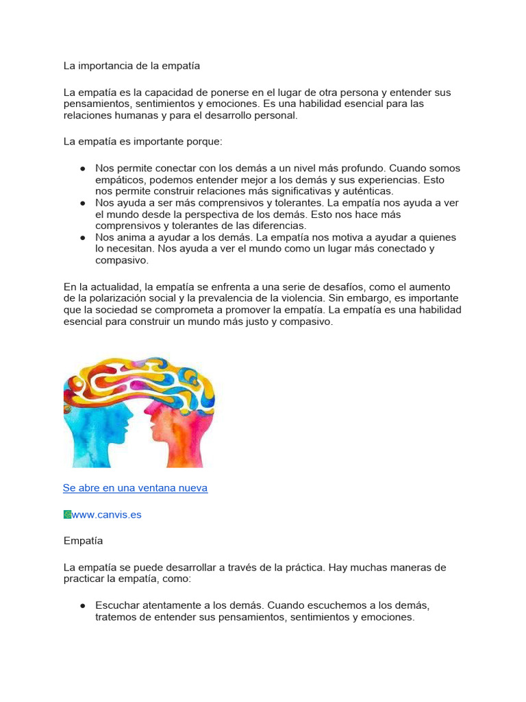 La importancia de la empatía en la sociedad | PDF