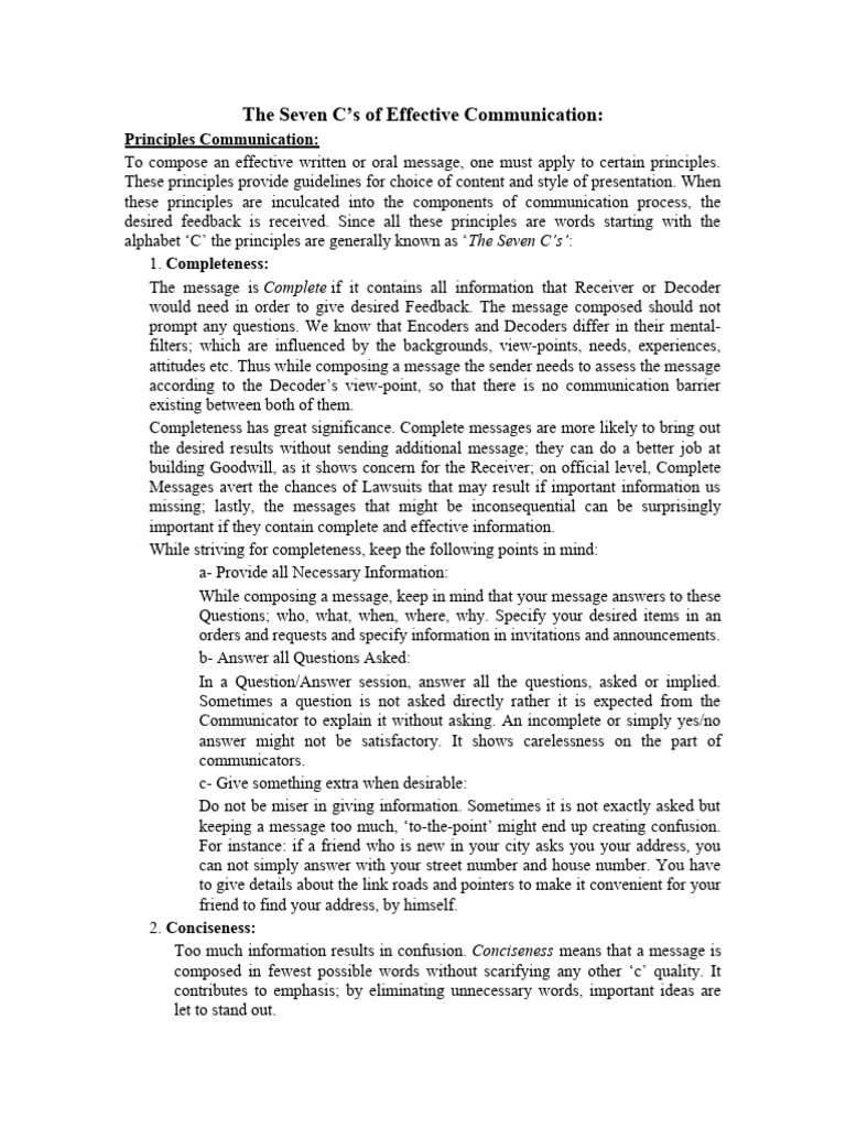 7 C's of Comm Skills | PDF | Communication | Grammar