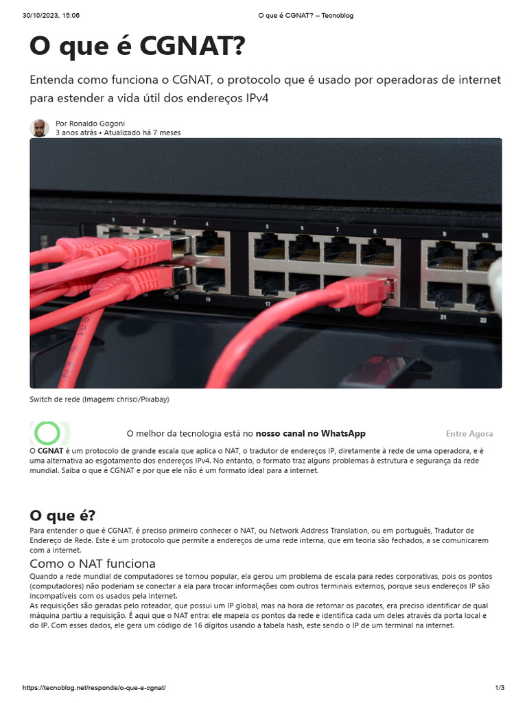 O Que É CGNAT - Tecnoblog | Download grátis PDF | Rede de computadores ... - Secure Your Wireless Network With Cgnat