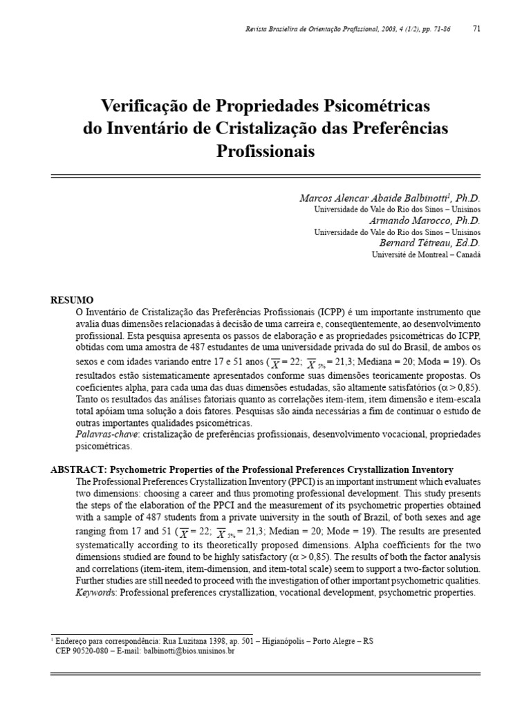 Propriedades Psicométricas do ICPP | PDF | Adolescência | Relação sexual