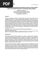 Perceptions of Undergraduate Students Towards Computer-Based Test at The Federal University of Technology, Minna, Nigeria