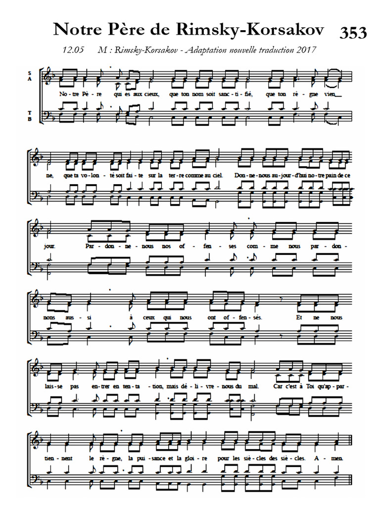Notre Père RimskyKorsakov PDF