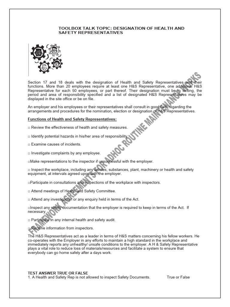 Designation of Health and Safety Representatives | PDF | Law