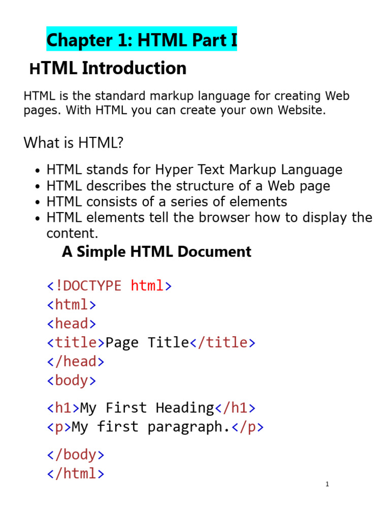HTML-Chapter 1 - 4 | PDF | Hyperlink | Html Element