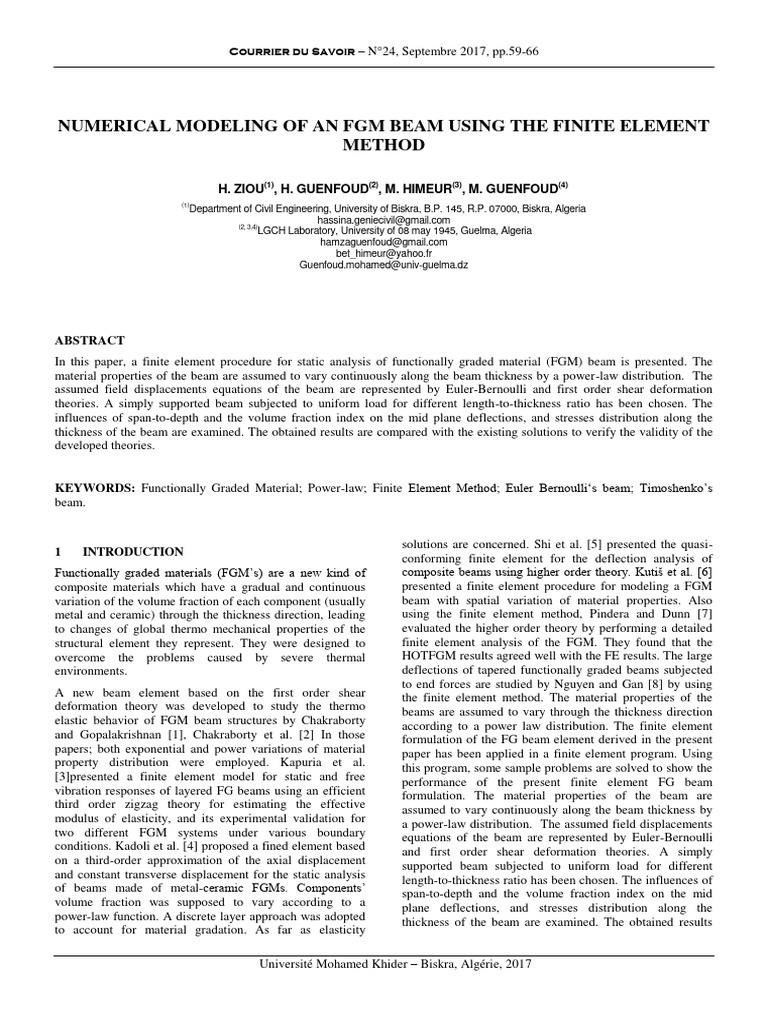 FGM Beam Analysis via Finite Element Method | PDF | Beam (Structure ...