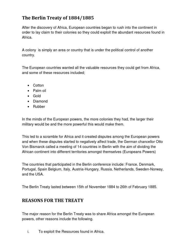 Berlin Treaty Evolution of State Amalgamationpdf PDF Nigeria