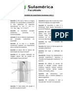 Questionário Introdução A Anatomia Humana