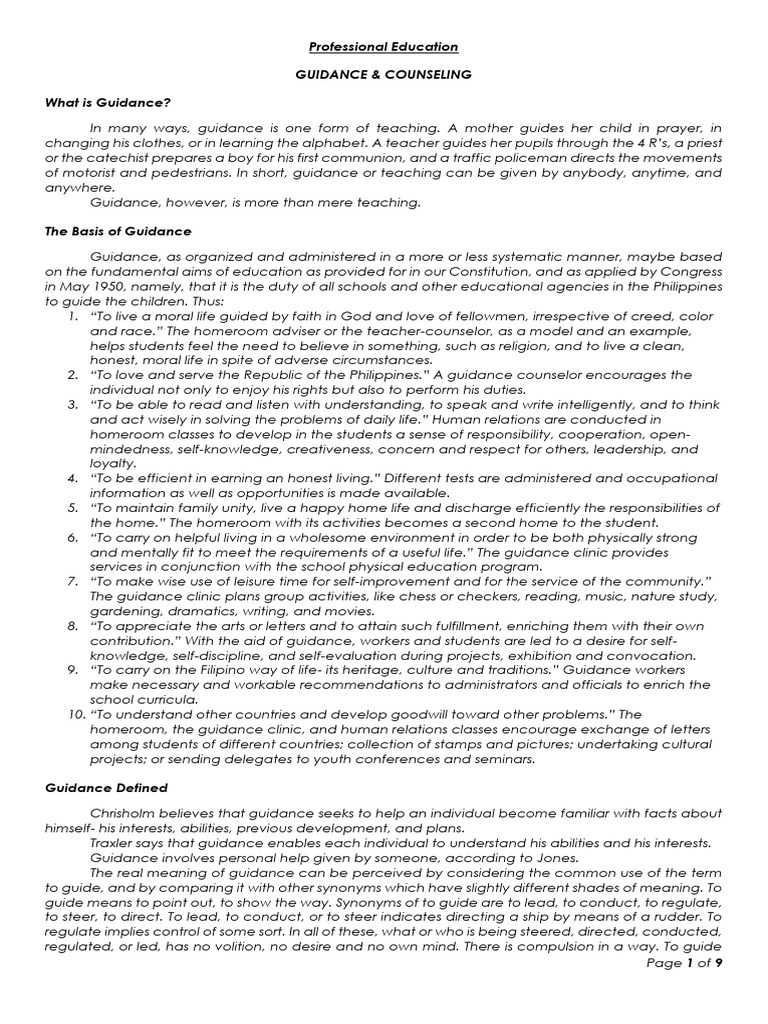 Guidance Counseling Pdf Counseling Psychology Attitude Psychology