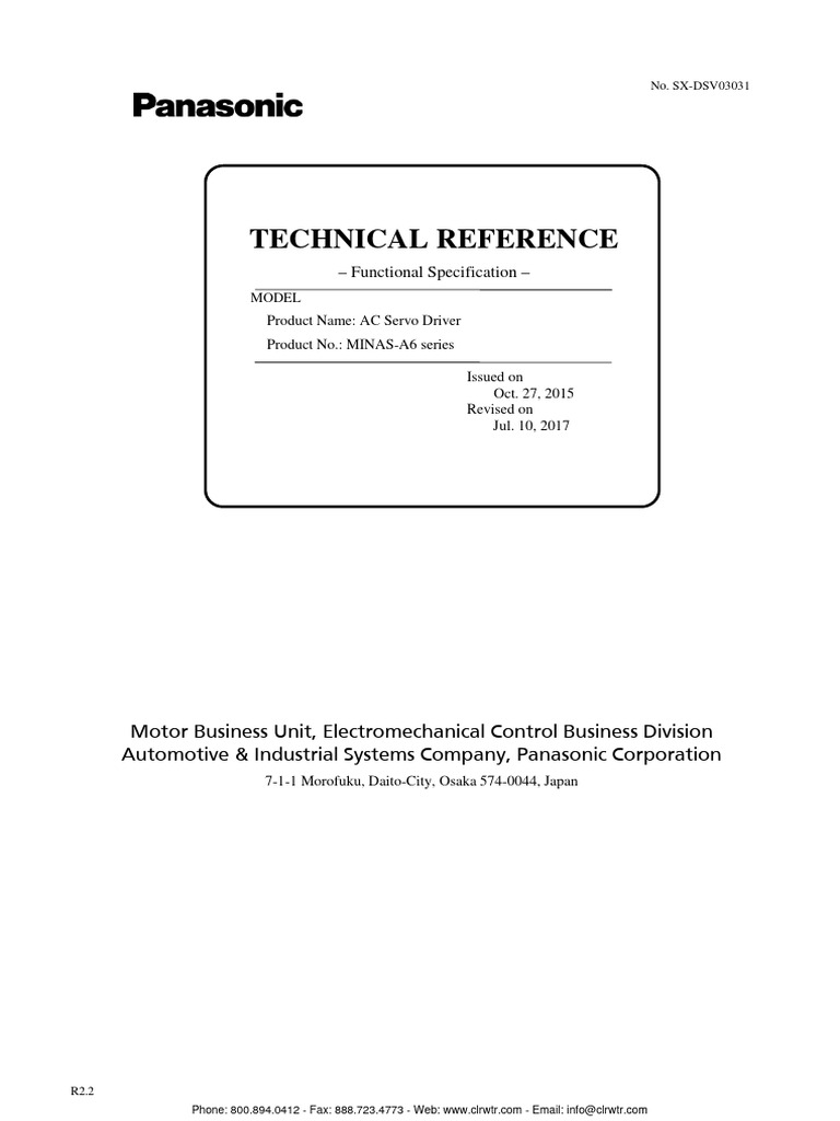 MINAS-A6 Technical Reference Manual | PDF | Fax | Computer Engineering