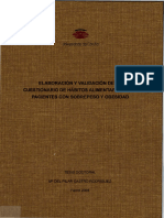 Cuestionario de Hábitos Alimentarios para Pacientes Con Sobrepeso y Obesidad-Elaboración y Validación