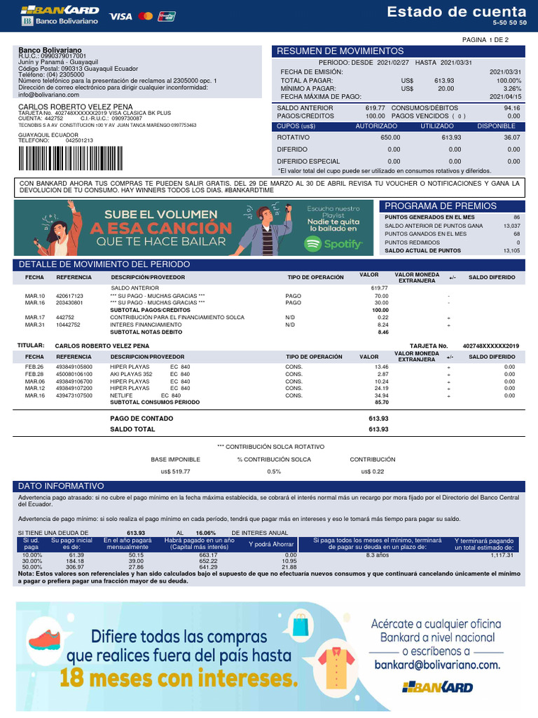 Programa de Recompensas Bankard 2021 | PDF | Tarjeta de crédito | Interés
