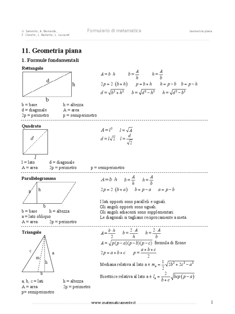 Formule Geometria Piana E Solida