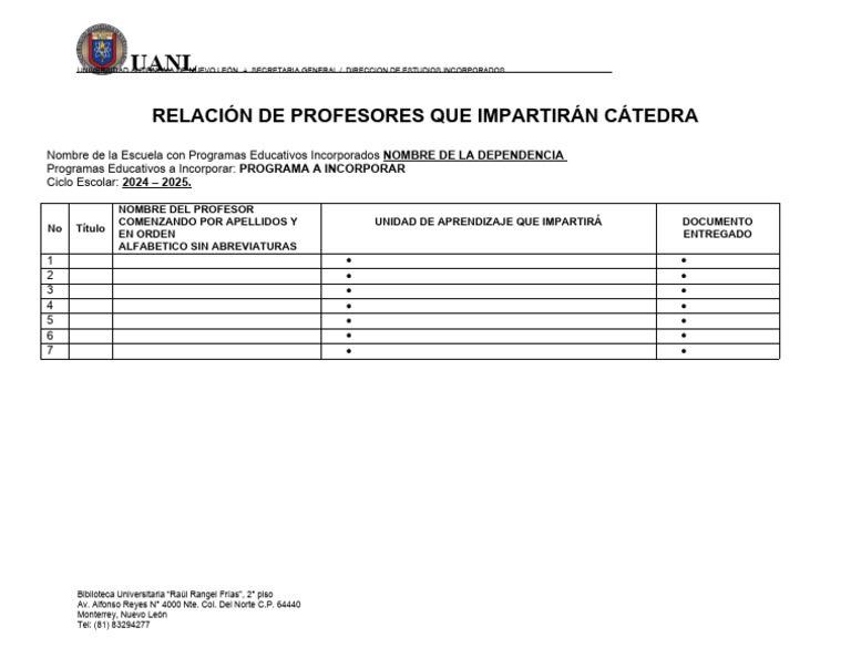 Formato Maestros 2024 2025 PDF