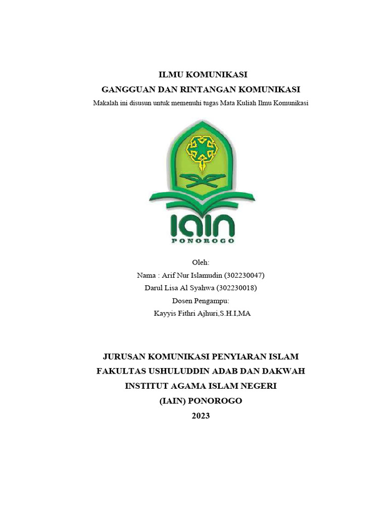 Gangguan dan Rintangan dalam Komunikasi | PDF | Karier & Perkembangan