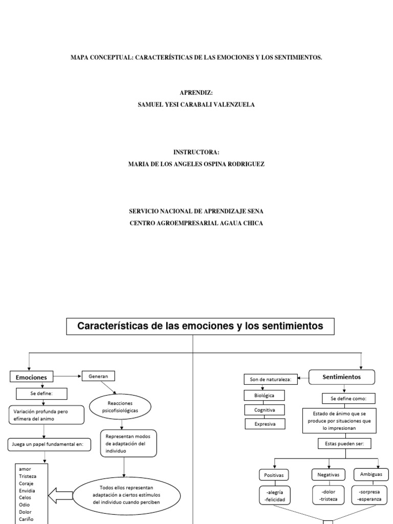 Mapa Conceptual de Emociones y Sentimientos | PDF | Las emociones ...
