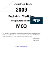 6th Year Final MCQ Pediatric Medicine 2009