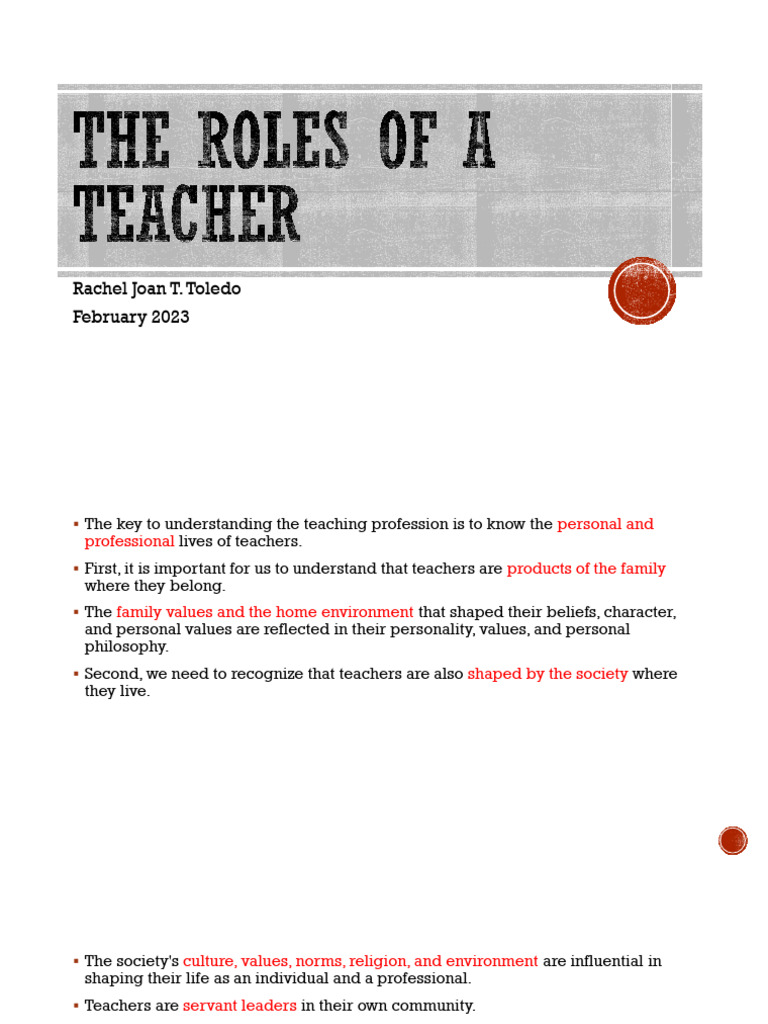 L3 The Roles of A Teacher | PDF | Pedagogy | Teachers