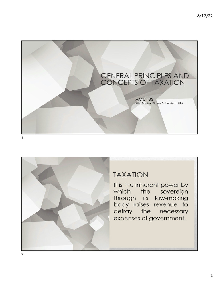 General Principles And Concepts Of Taxation Pdf Taxes Indirect Tax