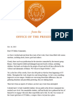 Letter From UT Dallas President Dr. Richard Benson