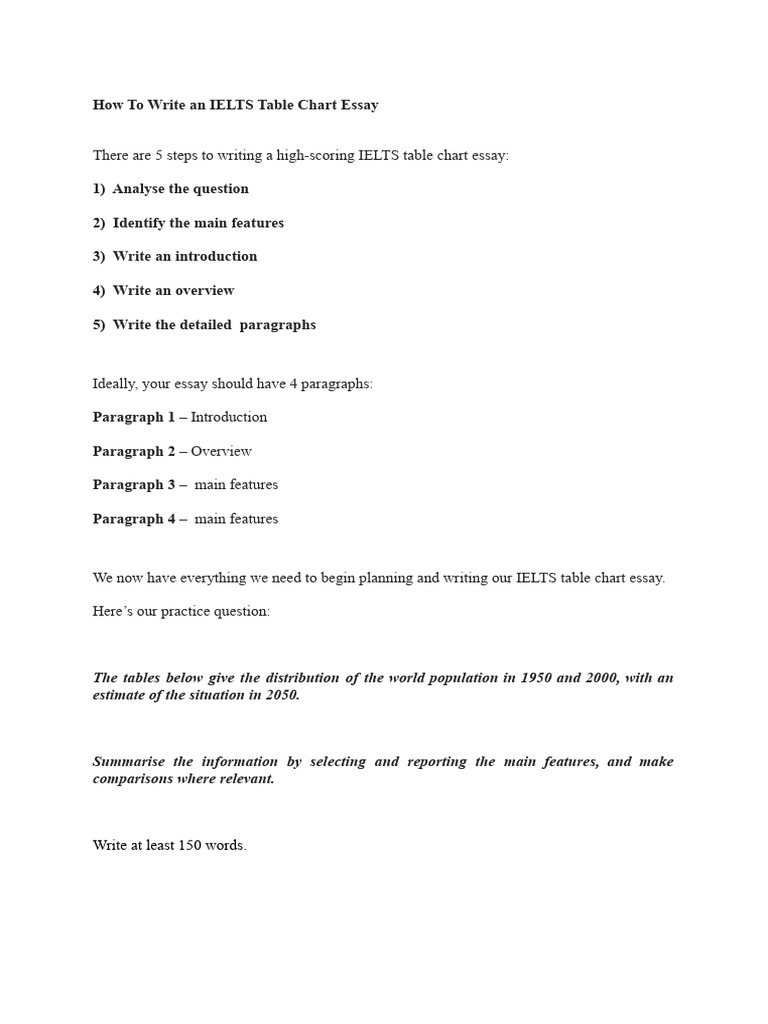 Table Chart Essay | PDF | International English Language Testing System ...