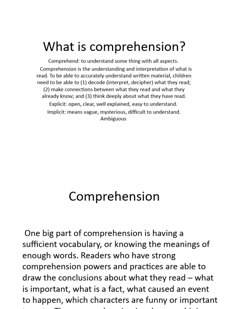 What Is Comprehension And Examples