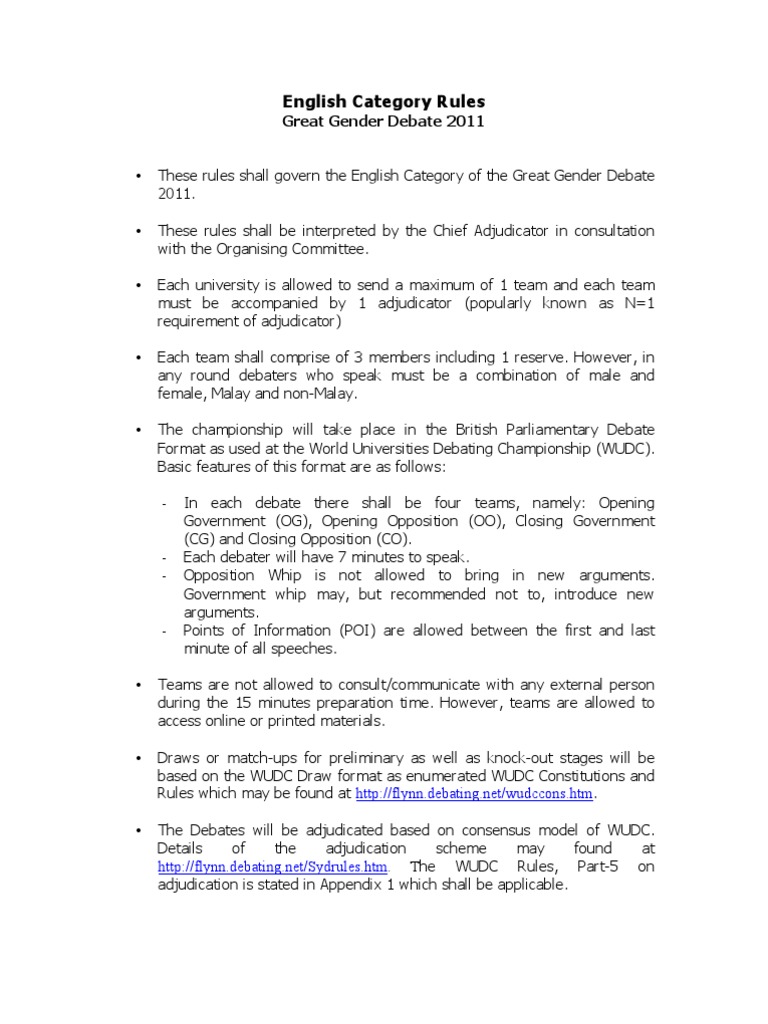 Rules of The Debate | PDF | Government | Public Sphere