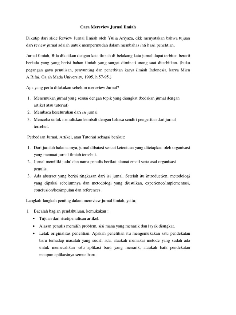 Bagaimana Cara Mereview Jurnal