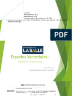 Dependencia e Independencia Lineal de Un Conjunto de Vectores