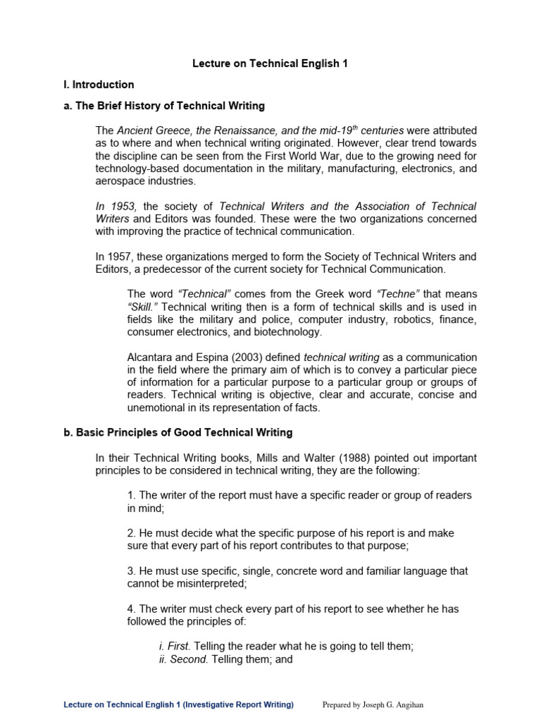 Lecture On Technical English 1 PDF English Language Technical