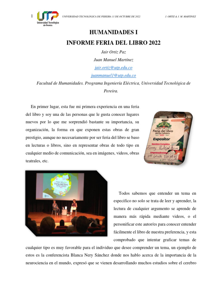 Informe Feria Del Libro 2022 | PDF | Ciencias sociales | Filosofía