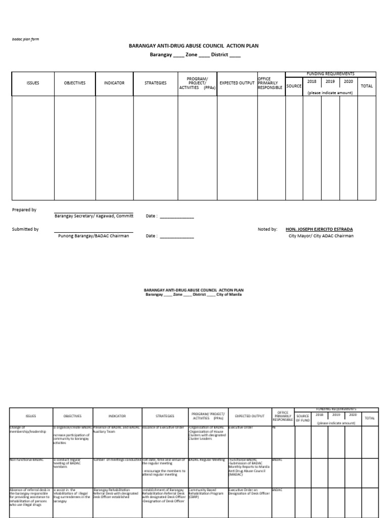 Barangay BADAC Action Plan 2024 | PDF
