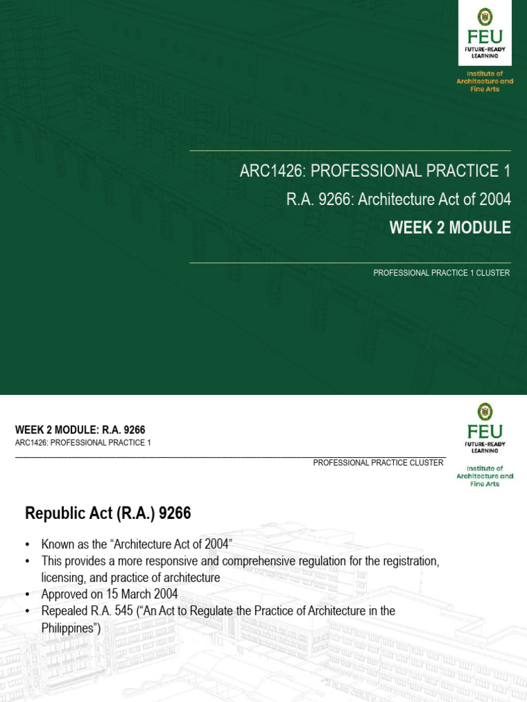 Overview of R.A. 9266: Architecture Act | PDF | Architect | Justice