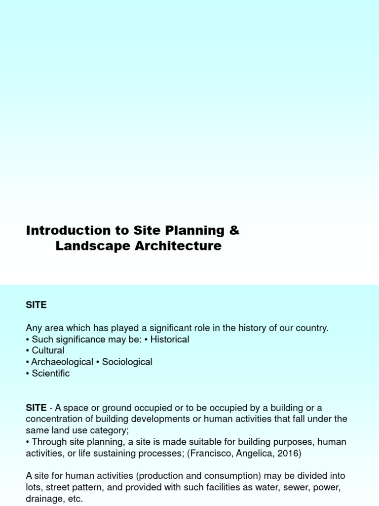 Arc1429 Introduction To Site Planning And Landscape Architecture