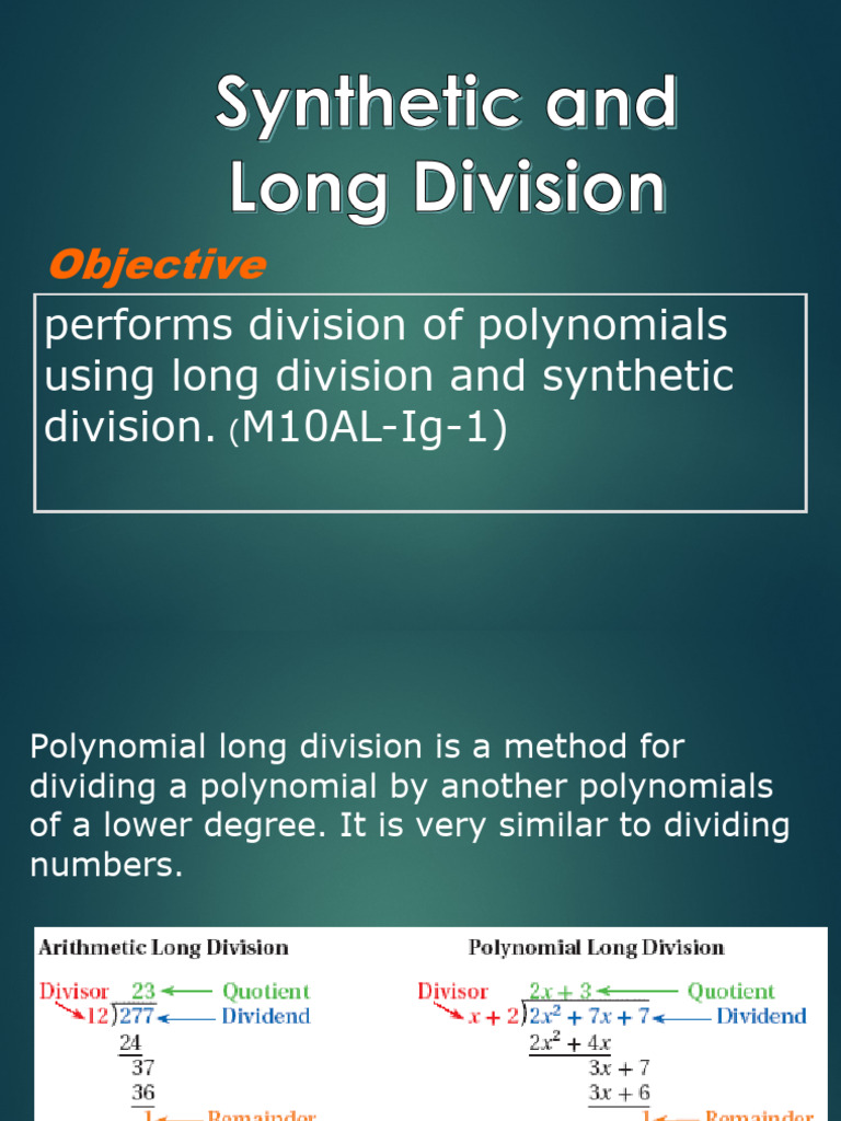 G10 math q1 week 7 synthetic and long division pdf algorithms