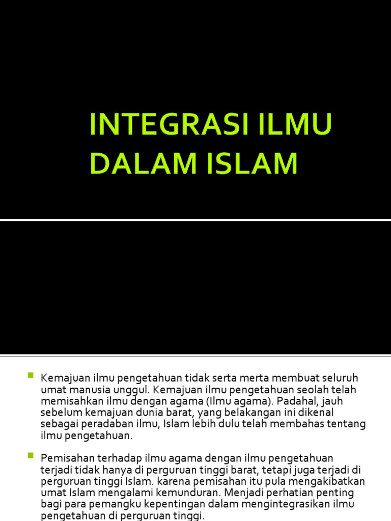 Integrasi Ilmu dan Agama dalam Islam | PDF | Sains & Matematika