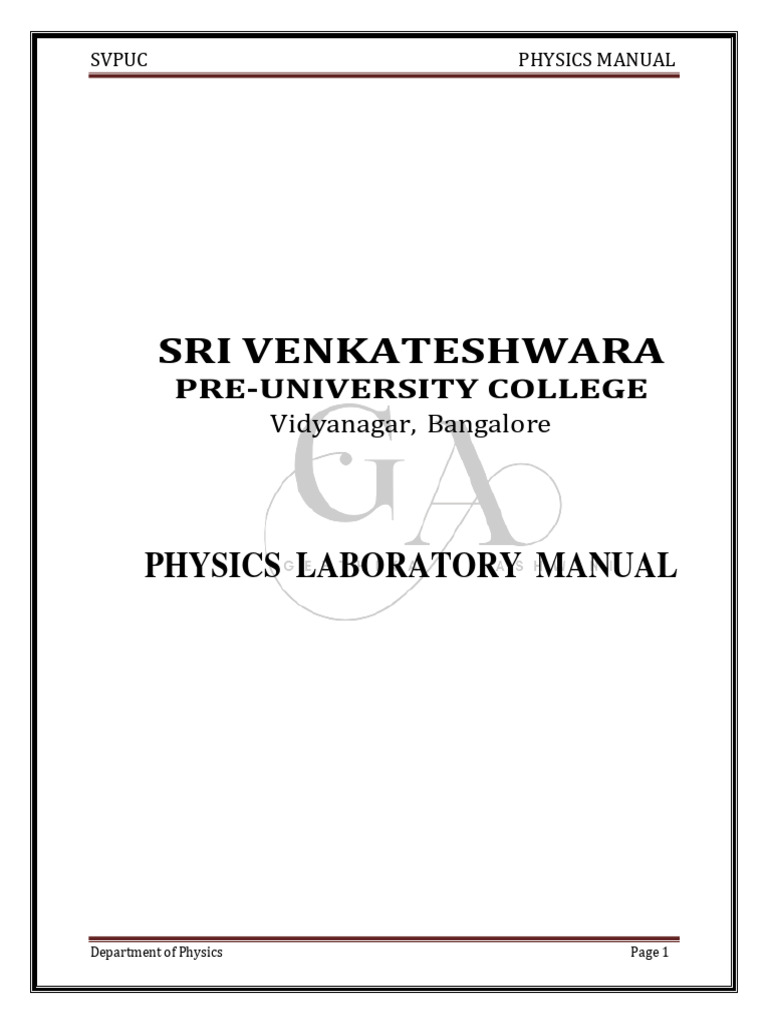 SVPUC Physics Laboratory Manual | PDF | Electrical Resistance And ...