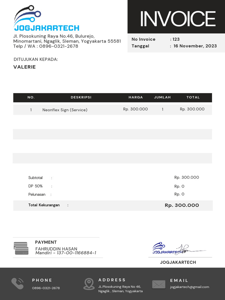 Invoice Pembayaran Neonflex Sign | PDF