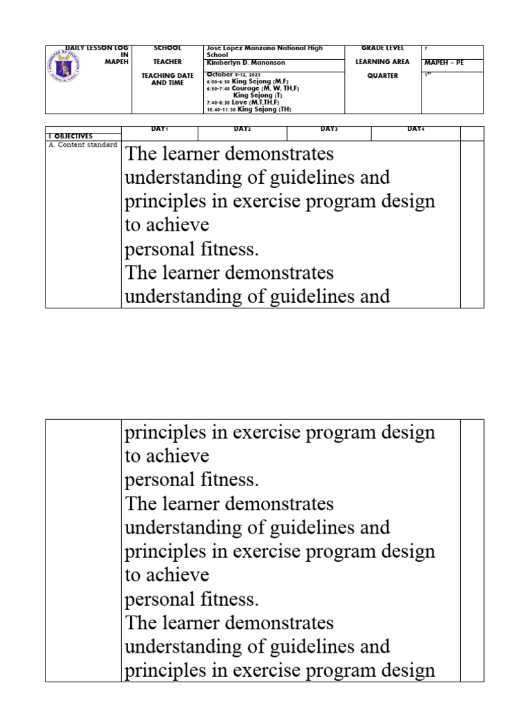 Dll in pe 7 week 7 pdf physical fitness learning